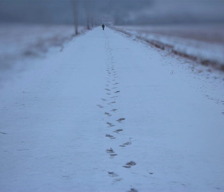 Footprints in snow