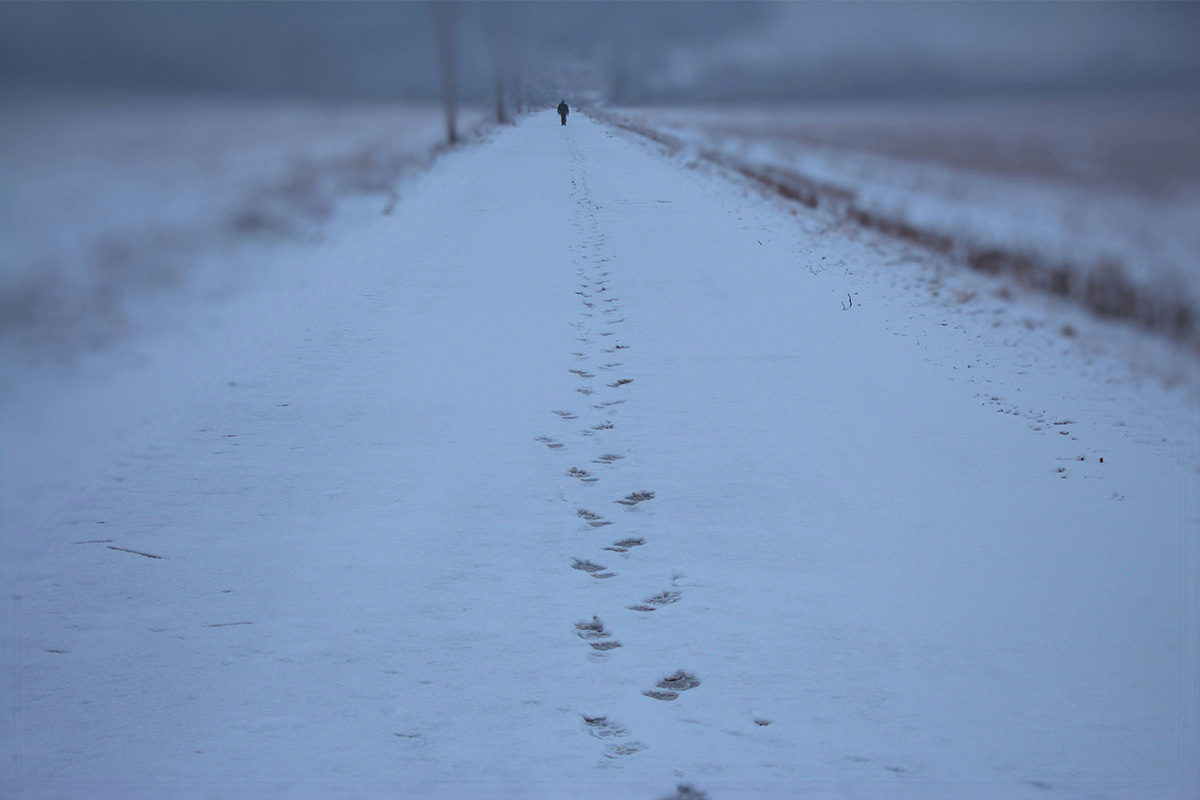 Footprints in snow