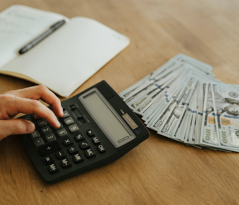 Calculator and dollars