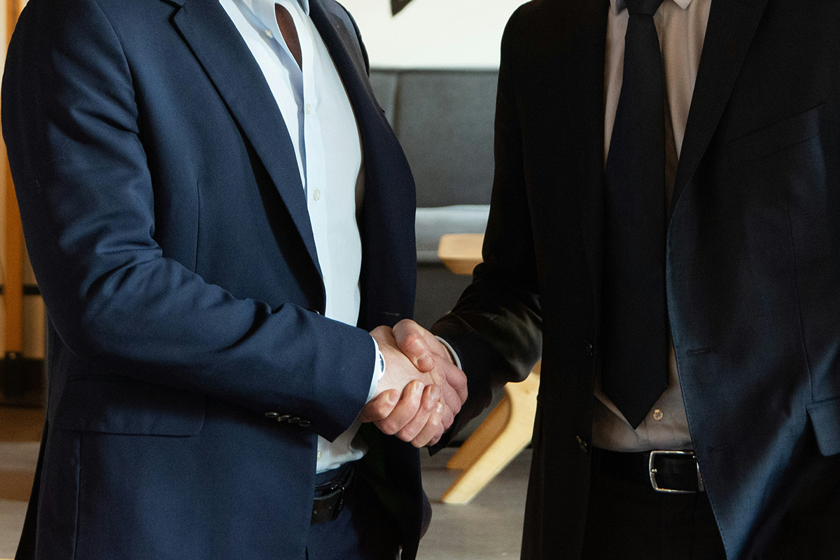 Two professionals shaking hands